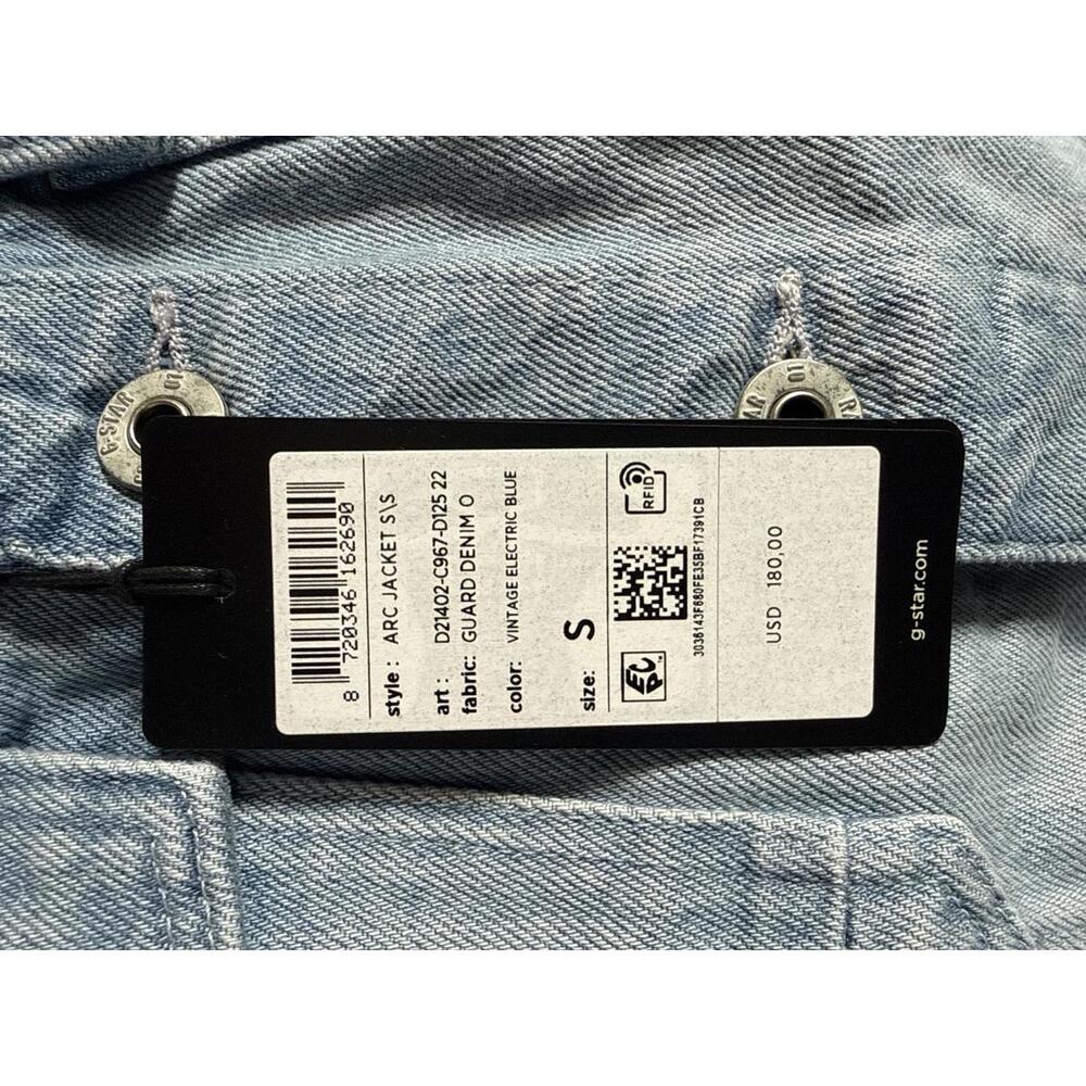 NWT G-Star RAW Arc Short Sleeve Denim Jacket Women’s Small Vintage Electric Blue - Picture 5 of 8